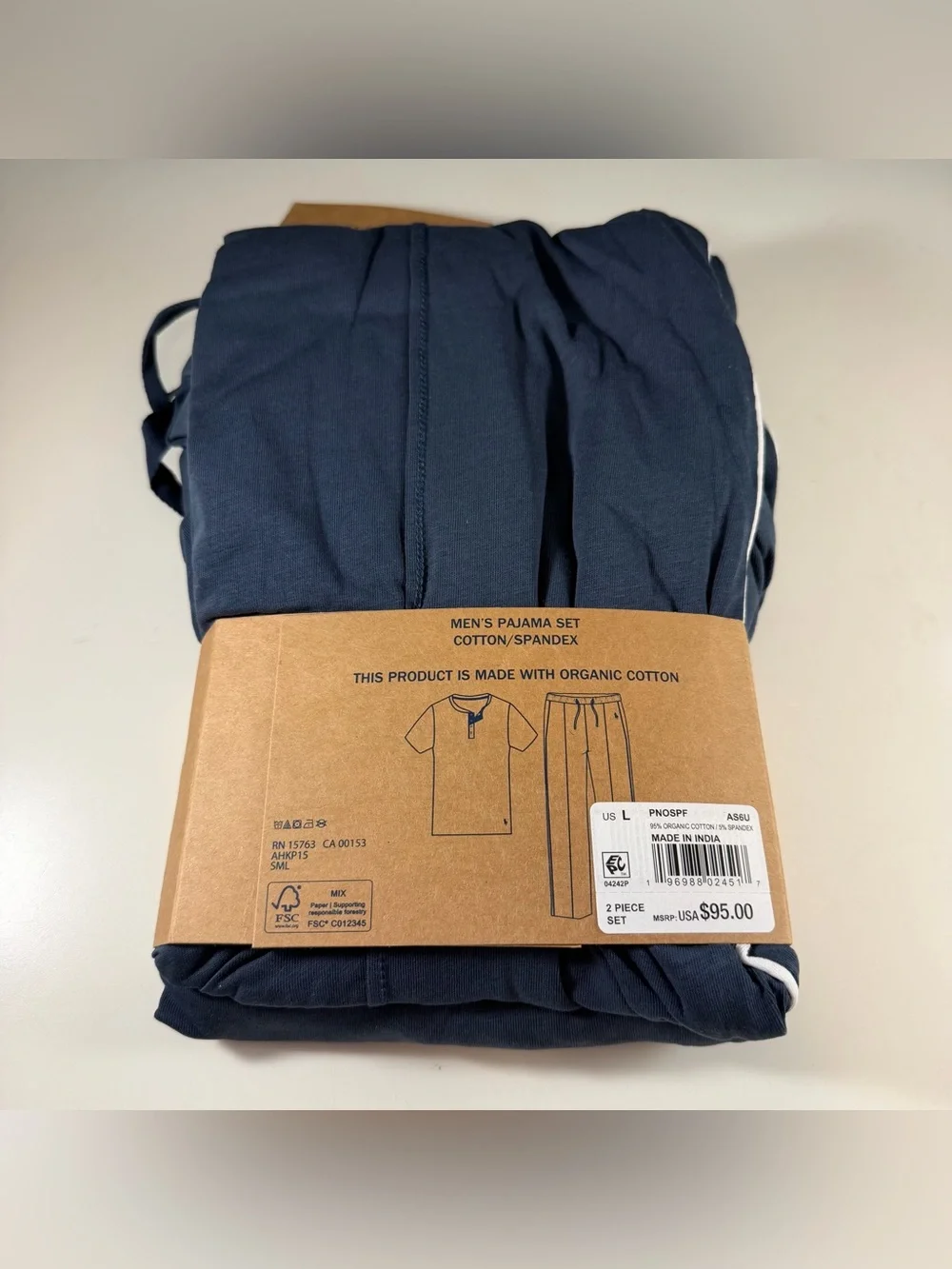 Polo Ralph Lauren Mens Blue 2 Piece Henley & Pants Pajama Set- Size Large NWT